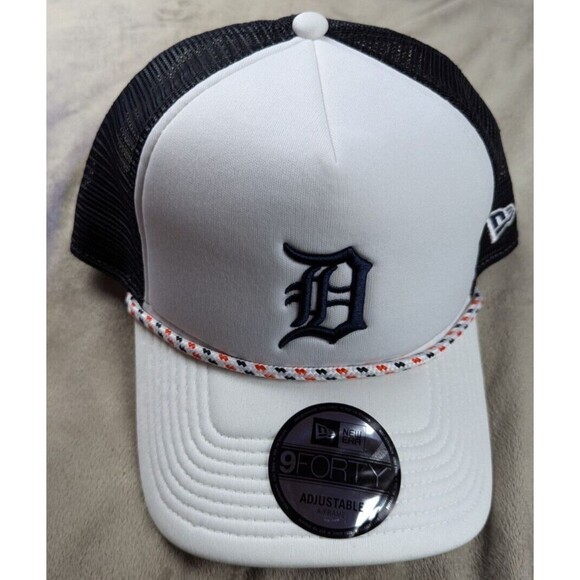 Detroit Tigers MLB New Era Adult White 9Forty Court Trucker Adjustable Rope Hat - Picture 5 of 7
